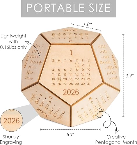 Miniatura 4 de Calendario de escritorio 2026, dodecaedro de madera, regalos DnD para hombres, divertidos regalos de oficina para compañeros de trabajo, accesorios