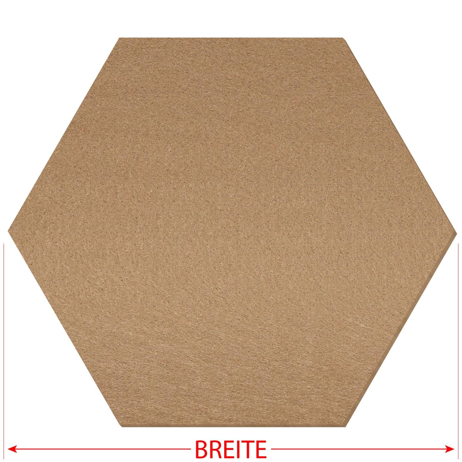Fieltro hexágono de color barro – Decoración para manualidades 3-60 cm, paquete con: 100 unidades, ancho: 12 cm