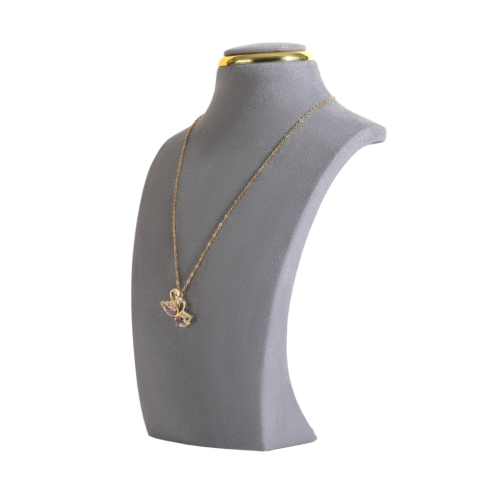 Gemeshou Grey Necklace Display Stands For Selling, Velvet Necklace Storage Organizer, Necklace Mannequin Jewelry Bust Holder For Boutique Store【-Small Height 21 Cm】