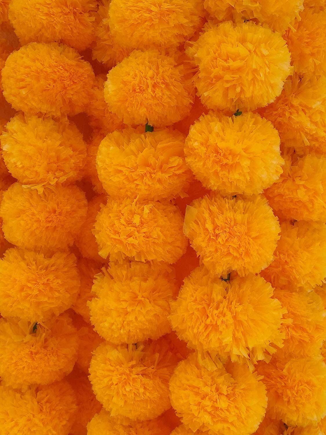 Kapoor Crafts® Artificial Marigold Flowers for Decoration Long Garland Gendha Phool Mala Mariegold Artificial Flowers Latkan Bail Home/Office Decoration,Approx 4.5 Ft (10 Pcs Orange)