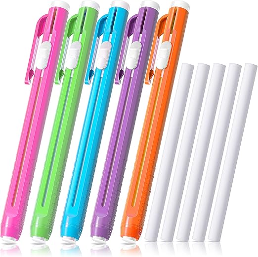 Pen Style Erasers Set, Including Retractable Eraser Push