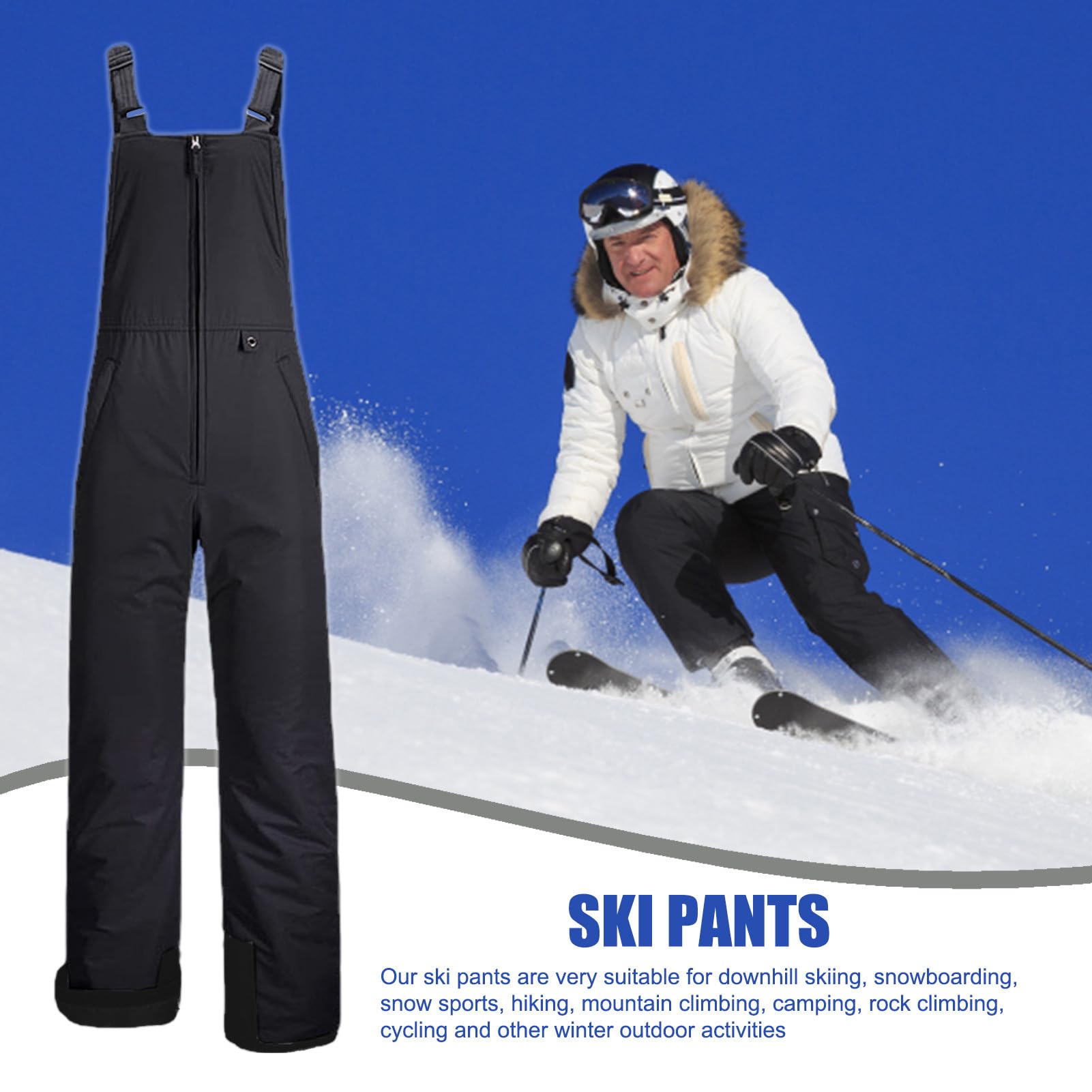 Genérico Mono De Nieve Baberos De Invierno Grueso Impermeables, Snowboard Cómodo Y Caliente Aislados Para Senderismo Ciclismo Esquí Hombres Mujeres Con Tirantes