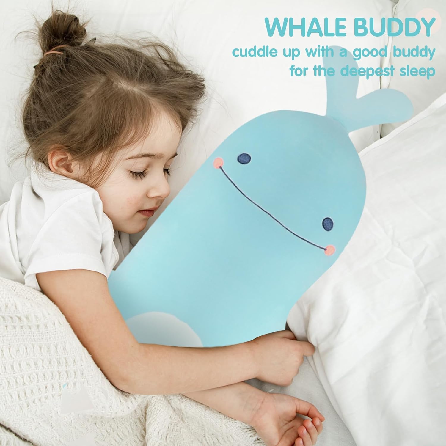 Tianmihou 36 inch Whale Stuffed Animals Long Pillow Toy, Cute Giant Large Big Jumbo Soft Whale Shark Squishy Animal Plushies Gift Kids Boys and Girls, Birthday