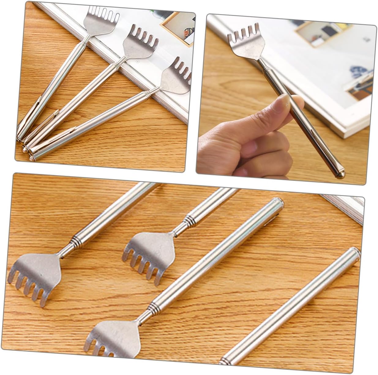 6Pcs Telescoping Back Scratcher with Smooth Stainless Metal Tips for Instant Itch Relief Portable Extendable Body Massager for Elderly Pregnant Women and Daily Use