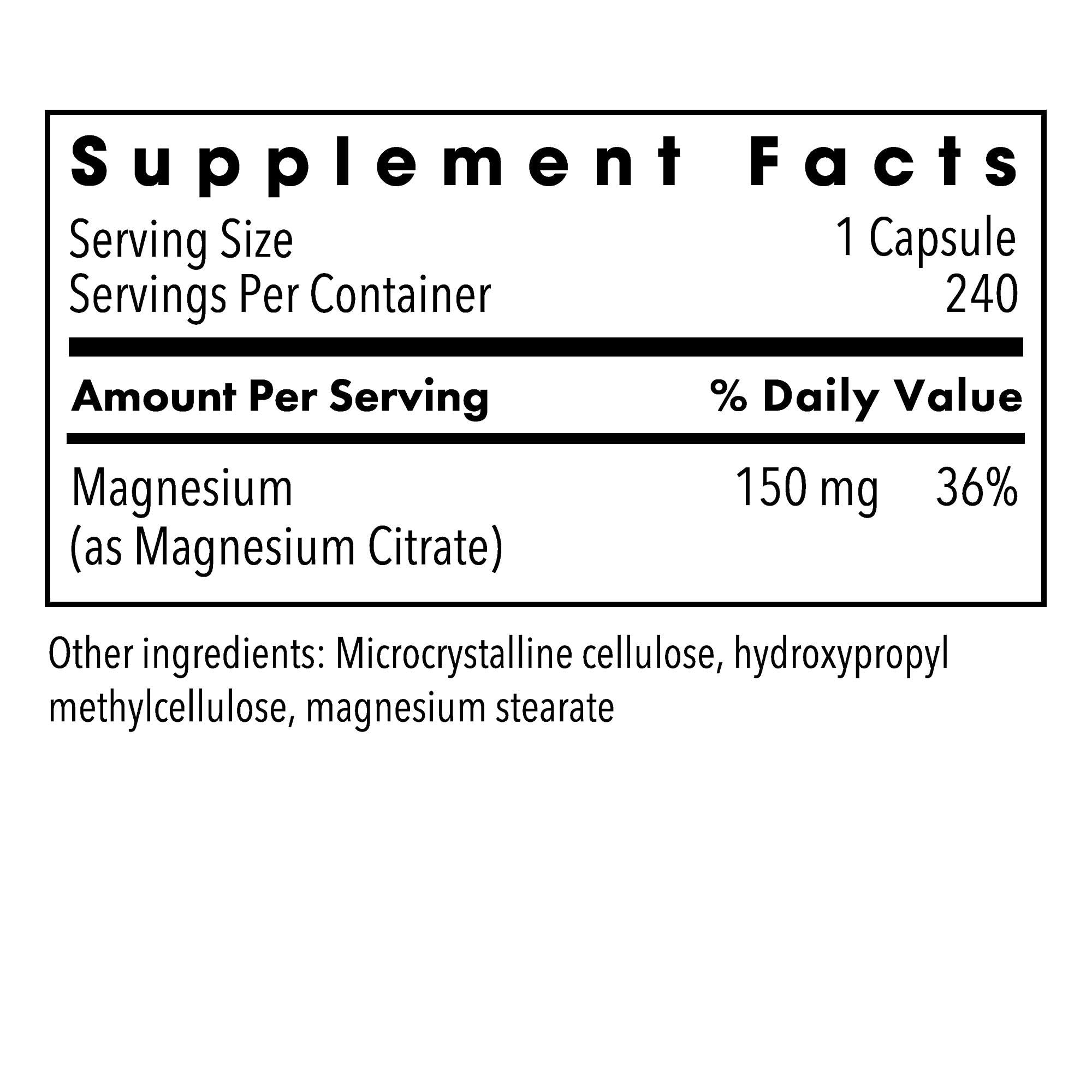 Metabolic Maintenance Magnesium Citrate 150 mg, 240 Capsules — Amazon image 2