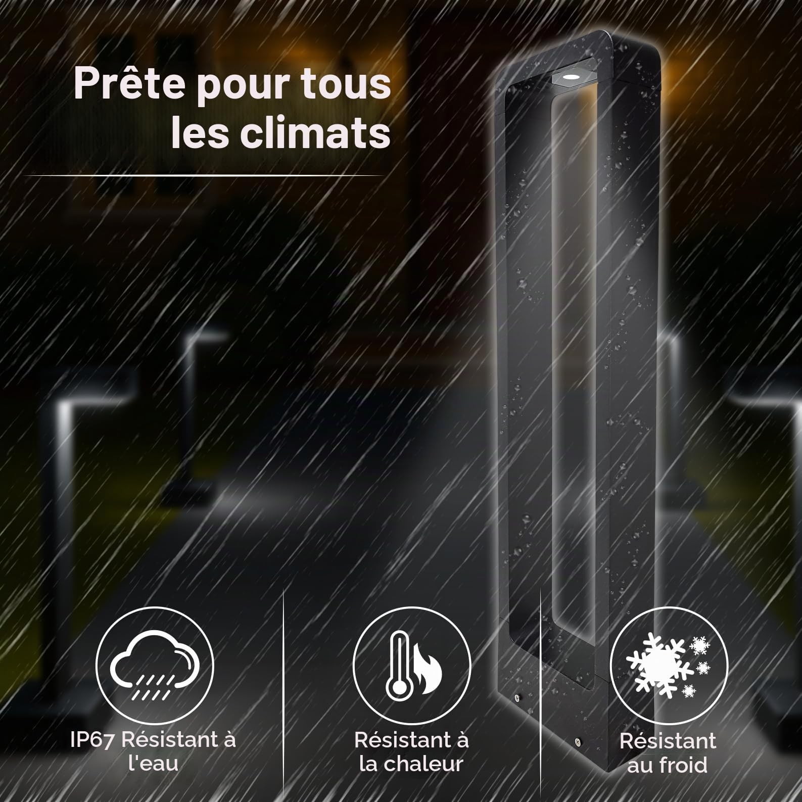 LED ATOMANT 2x Borne LED Jardin 7W Blanc Froid 750lm IP67 Métal Noir