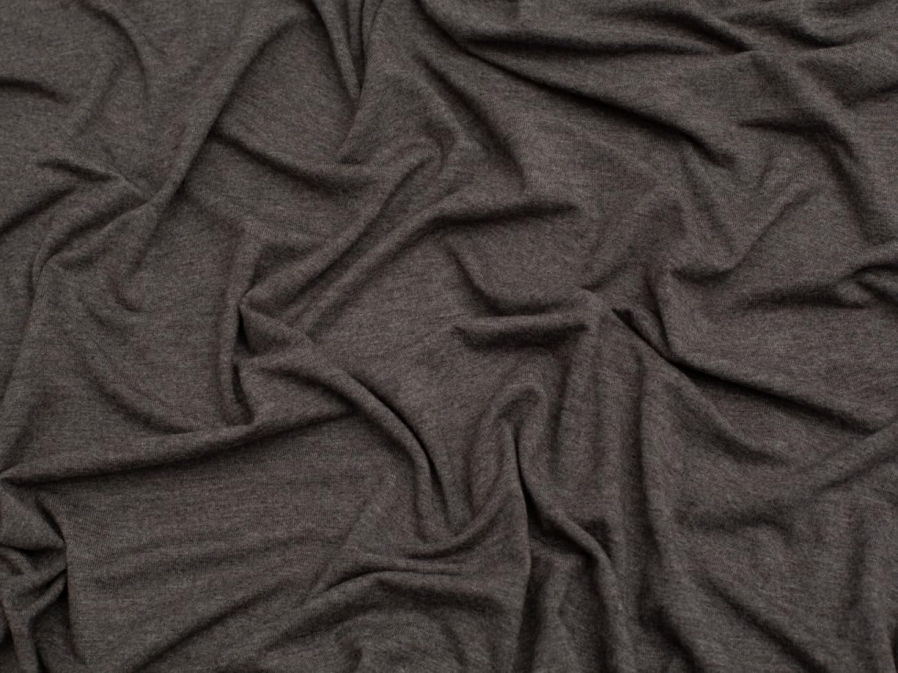 Minerva Dark Grey Bamboo Jersey Knit Fabric Plain - Sold Per Metre