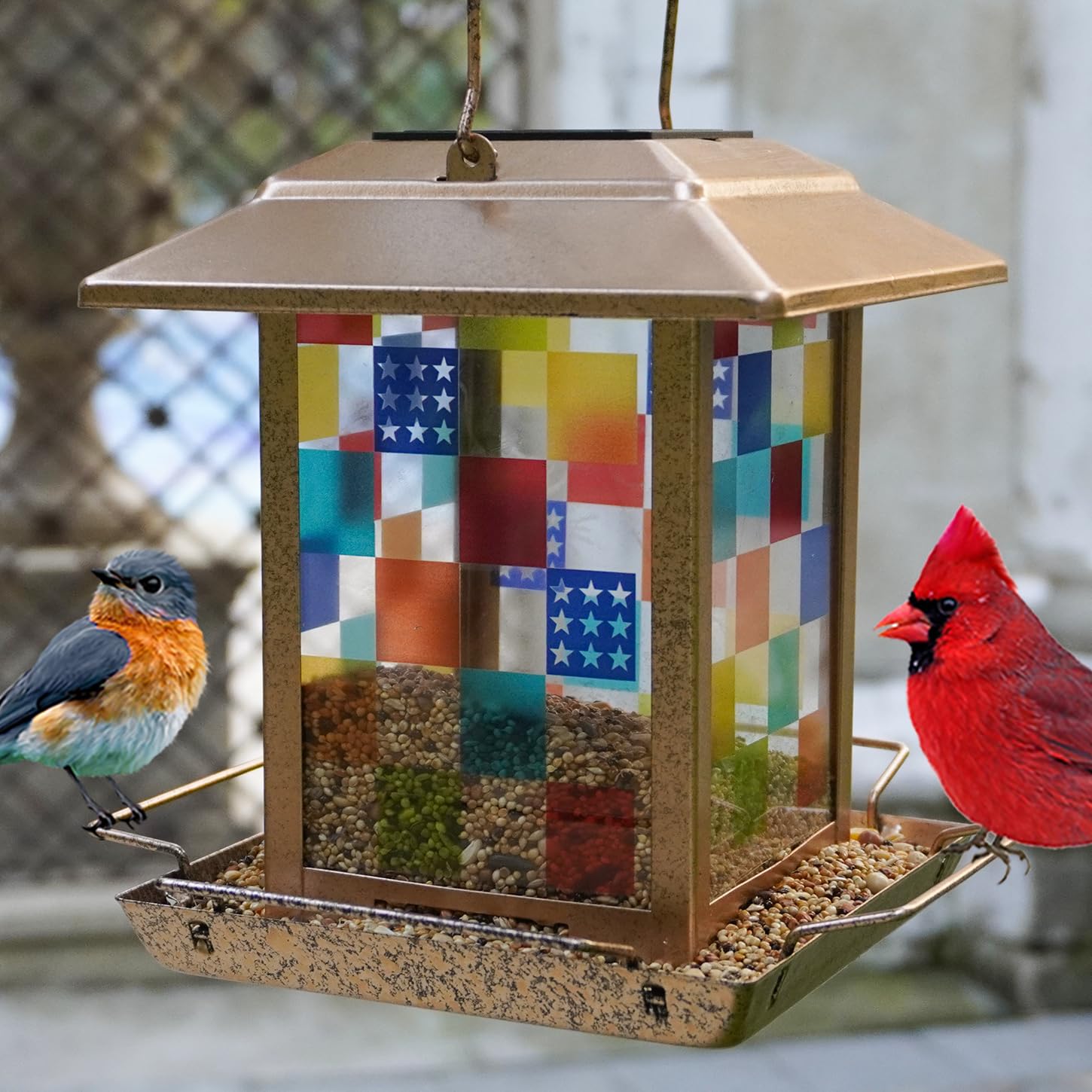 Mangeoire solaire pour oiseaux en métal : idée cadeau idéale pour amateurs d'avions et jardin