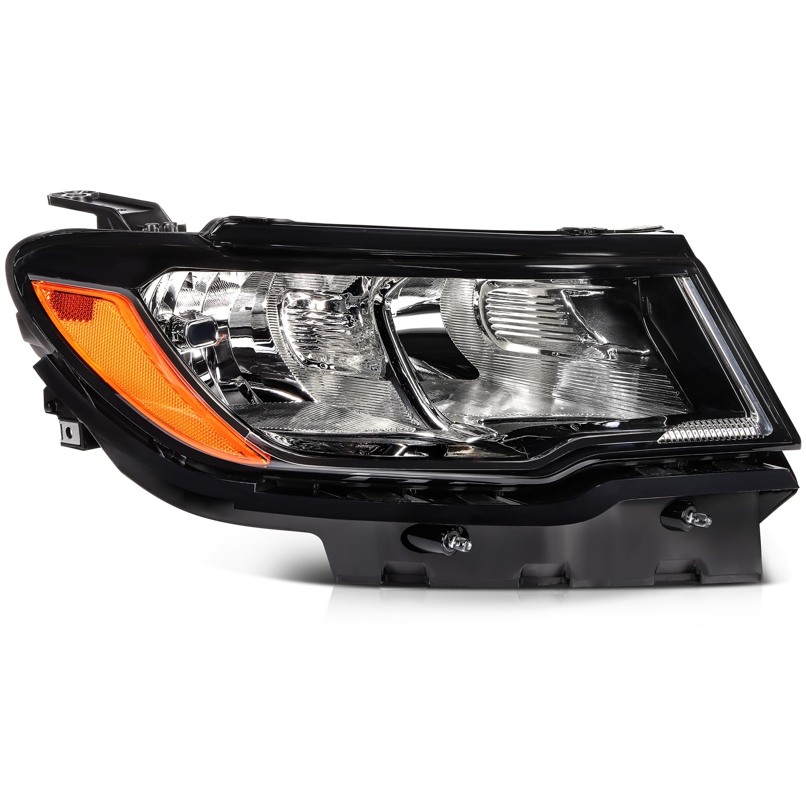 FINDAUTO Headlight Assembly Right Passenger Side 2017-2021 For Jeep Compass 55112706AF CH2503295 Black Housing & Clear Lens