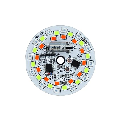 Electronic Spices 220V 9W Round 3 In 1 Multi Color DOB LED Bulb (Red, Blue, Green)