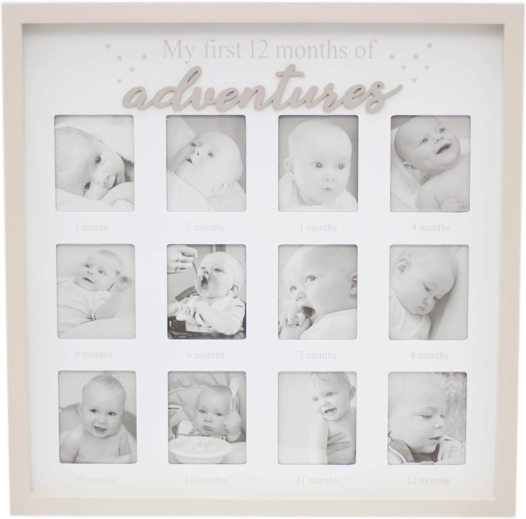 Baby My First Year Photo Frame | 12 Aperture Multi Picture Frame | Newborn Babies Memories Keepsake Photo Collage