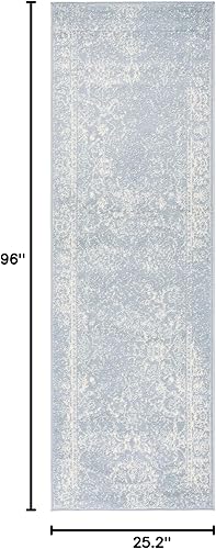 Miniatura 517 de Safavieh colección Adirondack - Alfombra de área, 6 x 9 pies, gris y azul, diseño oriental desgastado, no desprende pelusa, fácil cuidado, ideal