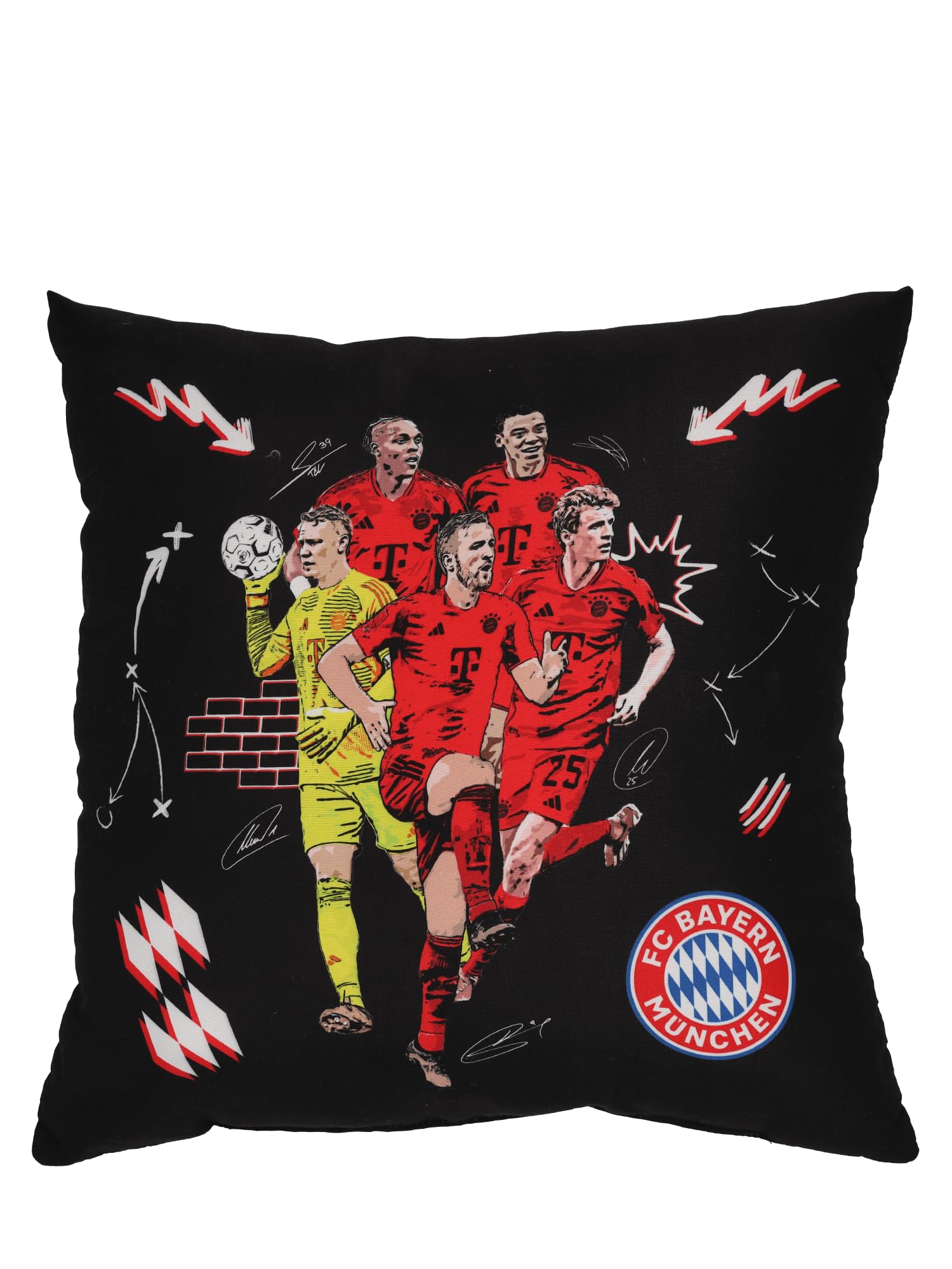 FC Bayern München I Kissen I Sofakissen I Player 2024-25 I Schwarz I 40x40 cm