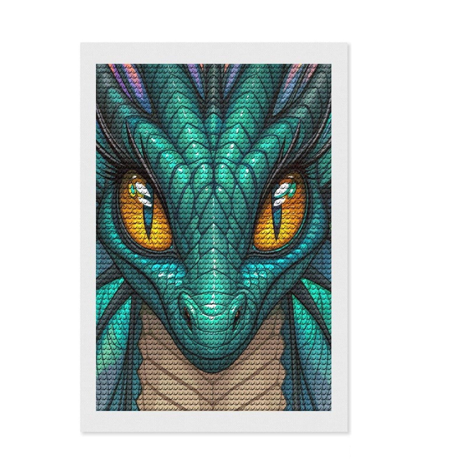 Junmoney Stained Pretty Dragon Diamond Art Kit 8"x12", for Women, Full Kit Included, Boho Decor, Birthday Gift, Creative Leisure Activity