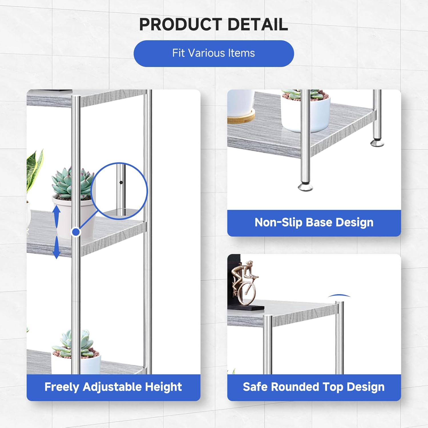 Garvee Stainless Steel Shelves,24 in x14 in x32 in 3-Tier Storage Shelf Heavy Duty Storage Rack Shelving Capacity Shelf Unit for Kitchen Garage Office Restaurant Warehouse,330 LB Per Shelf