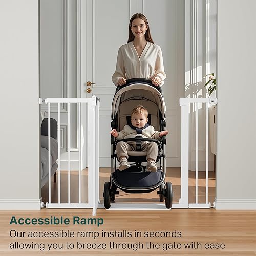 Miniatura 8 de Cumbor Puerta para bebés de 29.7-48 pulgadas para escaleras, puertas para perros ganadores de los premios Mom's Choice Awards para puertas, puerta