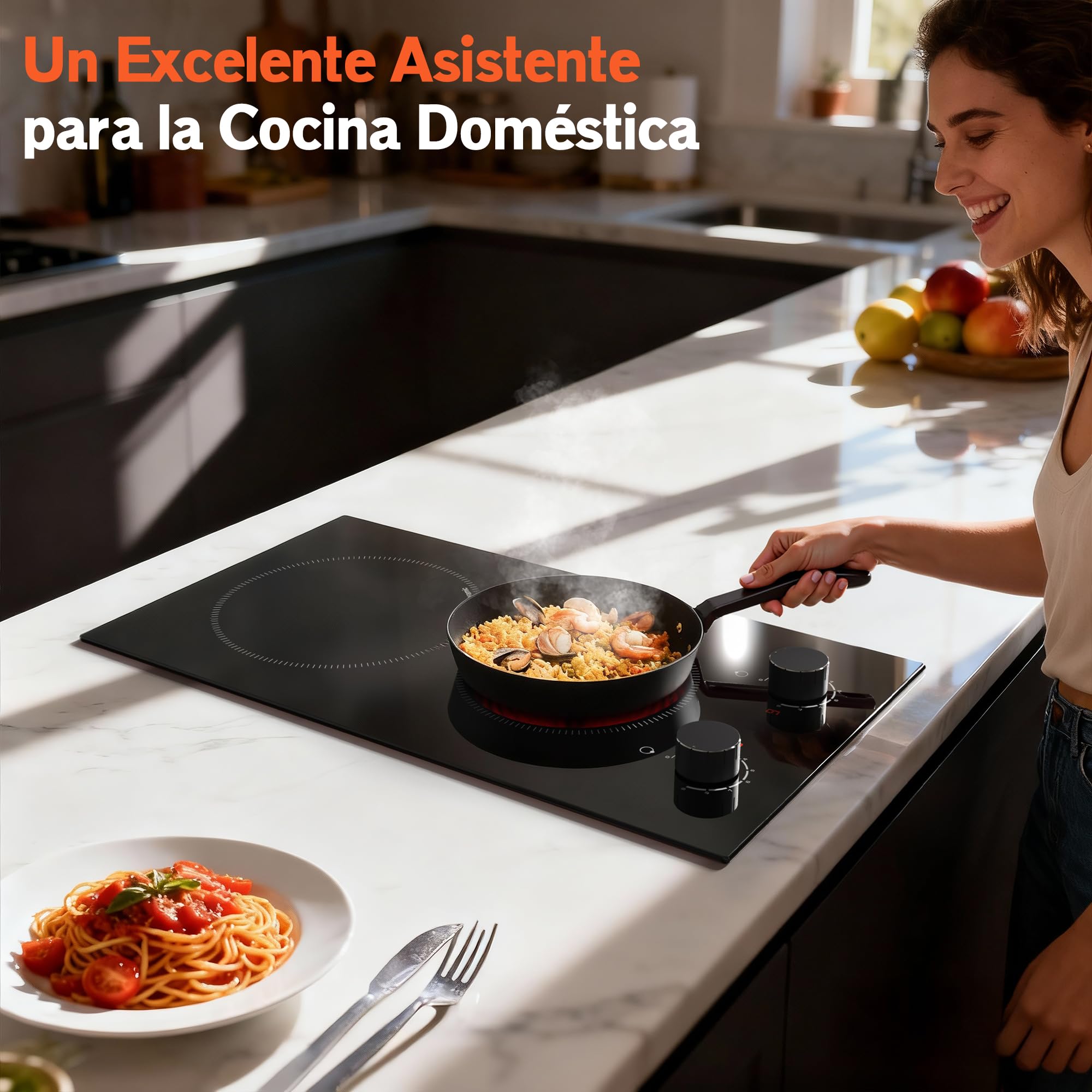 Placa Vitrocerámica 2 Fuegos 30cm, 3000W, Disaenvir Placa Electrica Cocina Empotrable con Botones, 9 Niveles de Potencia, Función de Protección Contra S obrecalentamiento, Control Táctil | 9 niveles de potencia, protección contra sobrecalentamiento, 30 cm