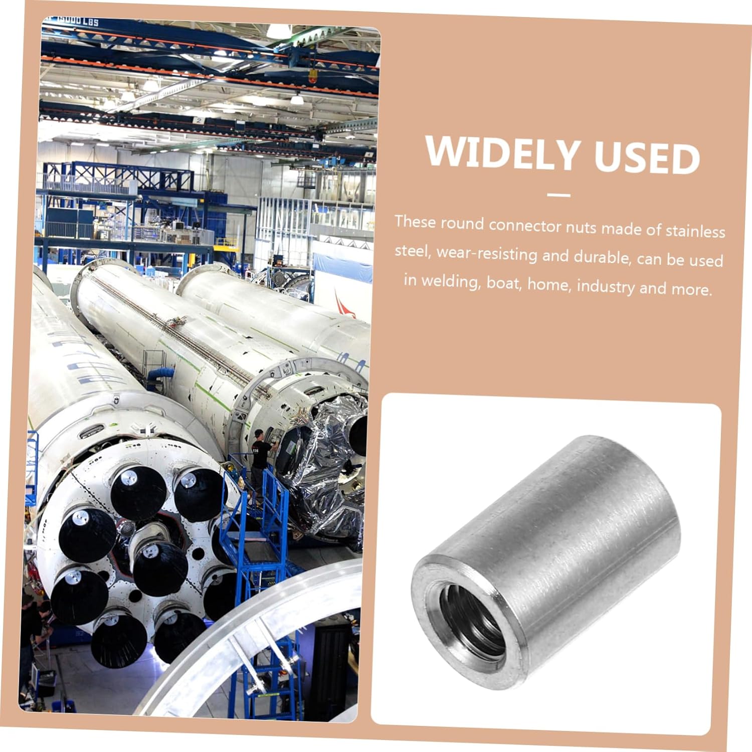 20pcs Stainless Steel Round Coupling Nuts for Threaded Rods High Strength Welding Connector Cylindrical Nuts for Industrial and Home Use