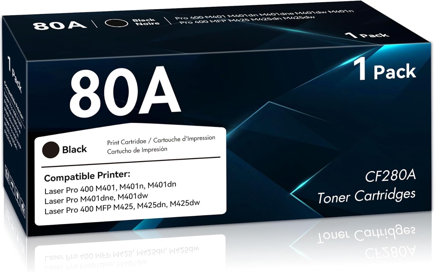 80A Black Toner Cartridges High Yield (1-Pack) Compatible 80A 80X Black Toner Replacement for HP 80A CF280A Laser Pro 400 M401 M401dn M401dne M401dw M401n M425 M425dn M425dw Printer