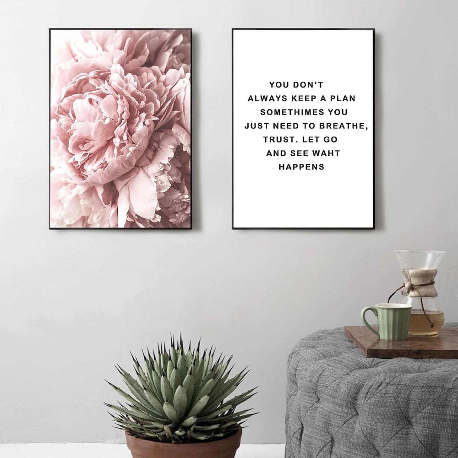 Citation Mur Art Imprimer Fleur Rose Décoration Poétique pour Maison Cosy - 8