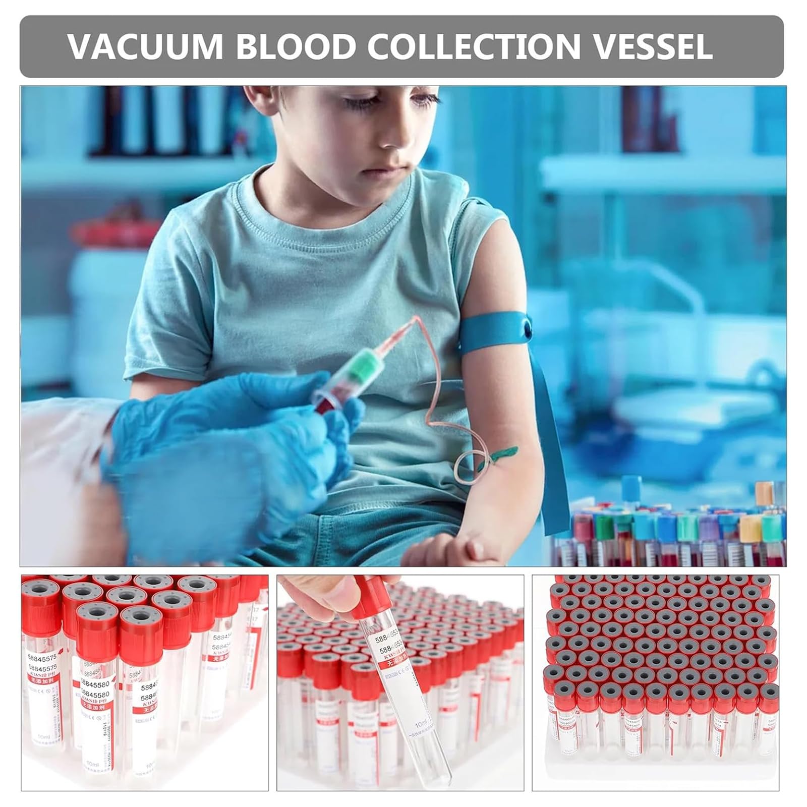 100 provette per la coagulazione del sangue sotto vuoto, provette per la raccolta del sangue da laboratorio da 3/5/10 ml, materiale PET, facili da usare, sangue venoso, per laboratori,10ml