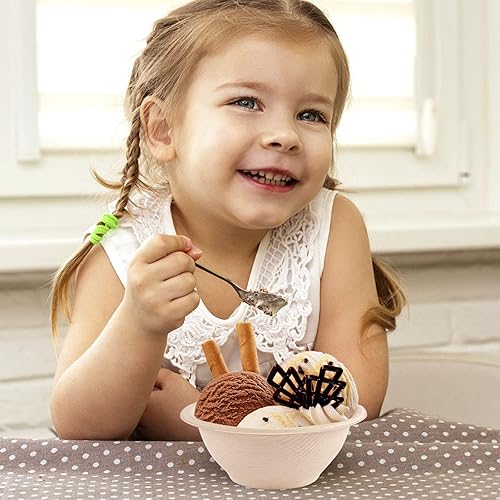 Miniatura 7 de Ocmoiy Paquete de 150 tazones de papel desechables de 8 onzas, cuencos de comida compostables pequeños, resistentes, ecológicos, para servir