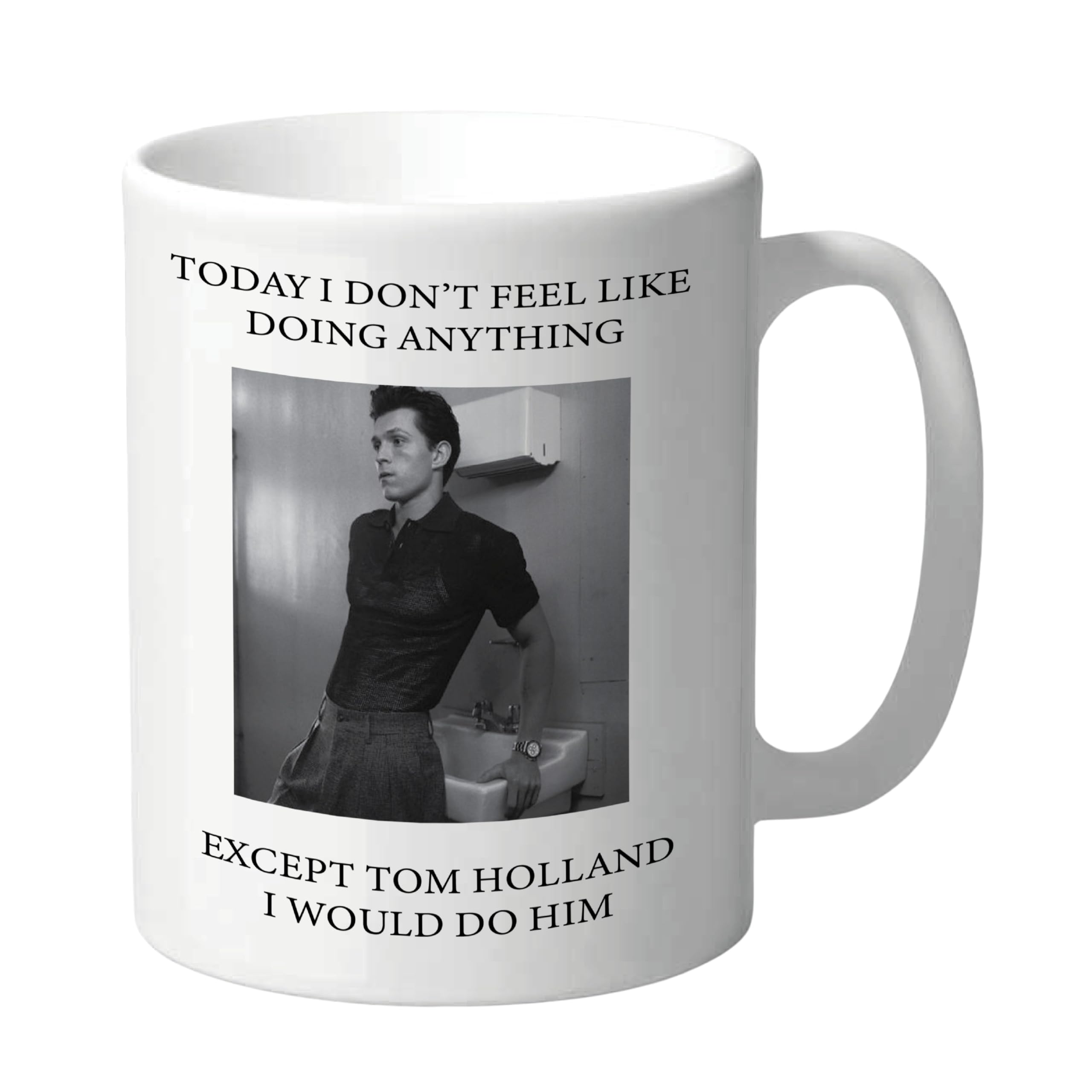 Cheeky Chops Women's White Funny Tom Holland Mug Rude Coffee Cup For Men Novelty Celebrity Crush