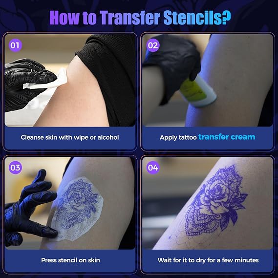 Tattoo Transfer Paper, 100 Sheets Tattoo Stencil Transfer Paper for Tattooing, A4 Compatible with Tatoo Printers of Brands, MT660...