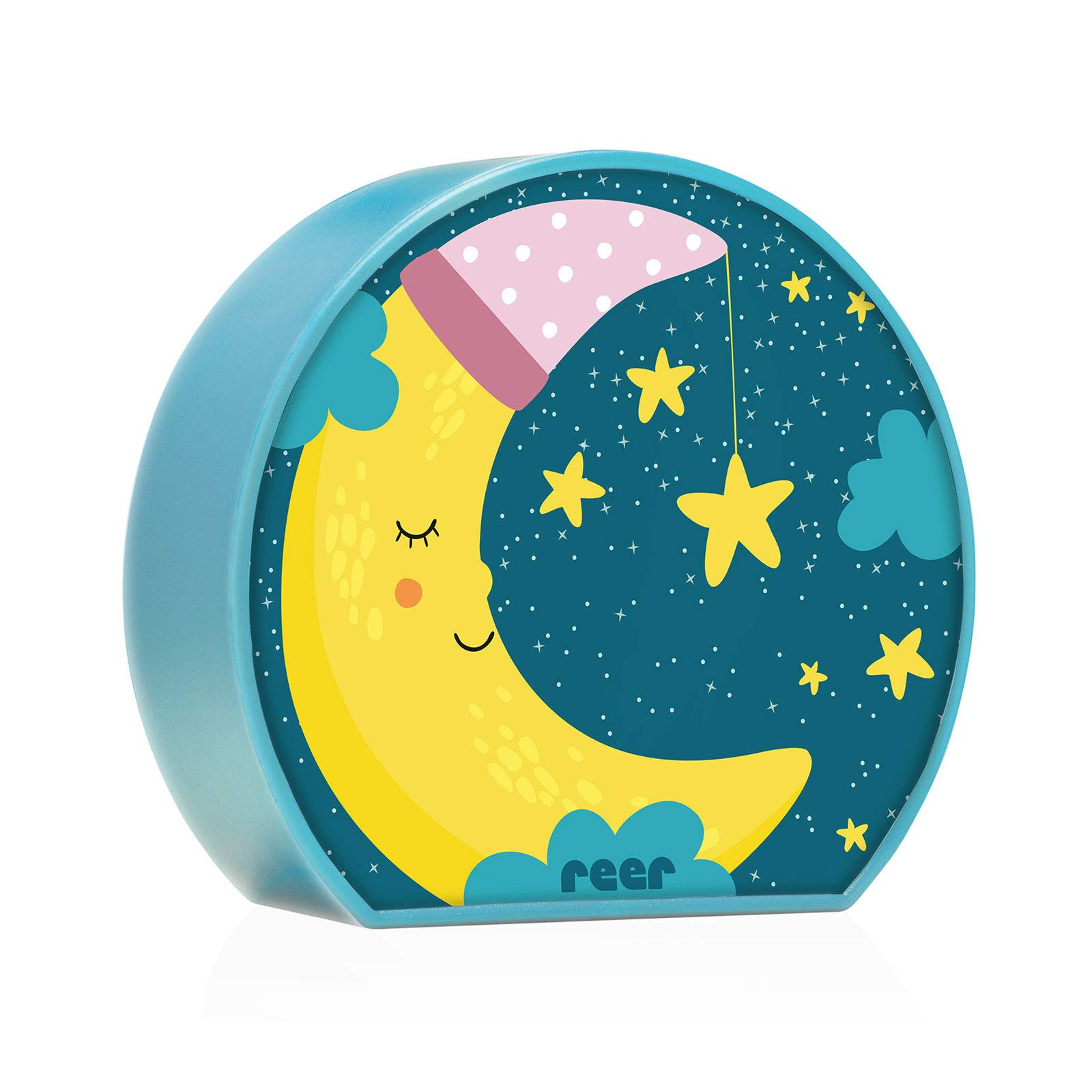 reer 52063 Mybabylight, Nachtlicht mit Mond-Motiv, Einschlaflicht für Baby und Kind, Batterie-Betrieben, Blau