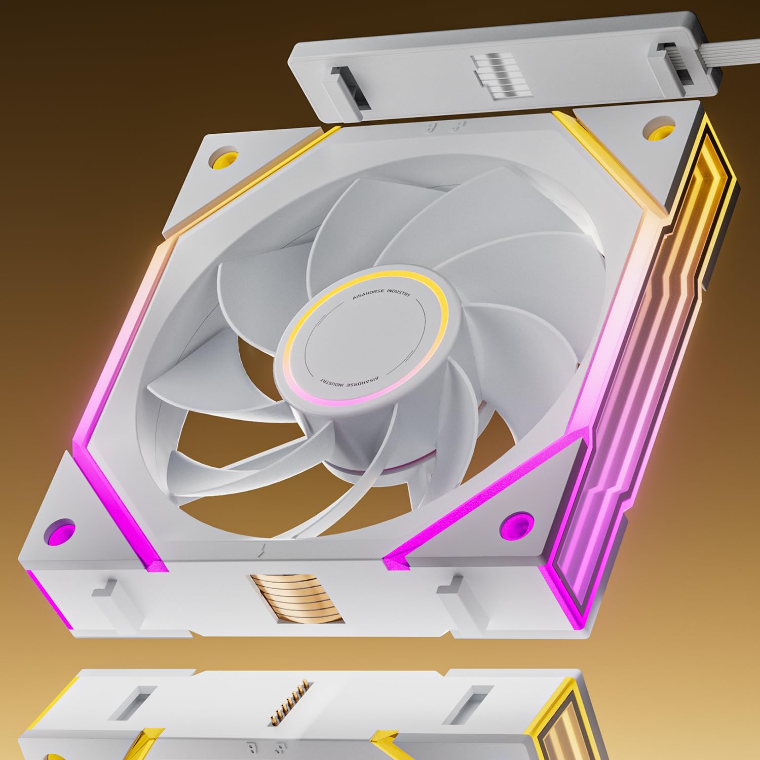 AsiaHorse NyotaUltra RGB PC Lüfter 140MM Reverse Gehäuselüfter, ARGB Daisy Chain PC Lüfter [Infinity Mirror] [HDB] 89.99 CFM/1800 RPM/3.24MMH2O 4 Pin PWN & 5V 3Pin ARGB für Asus Aura GIGABYTE MSI