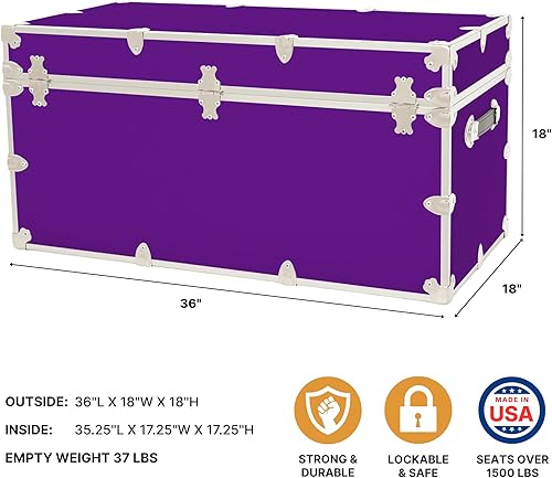 Miniatura 50 de Rhino Trunk & Case Baúl XXL de vinilo en relieve de cuero, cofre universitario, almacenamiento en el hogar, asiento de dormitorio, reposapiés de