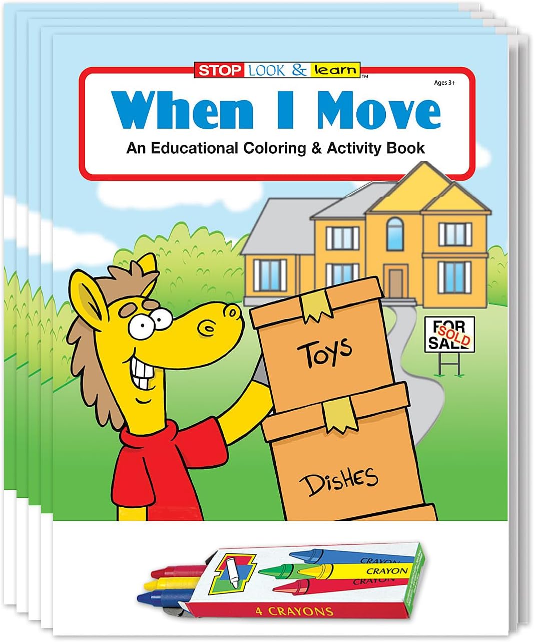 ZOCO – When I Move – New House Coloring Books (25 Bulk Pack, With Crayons) – Realtor Handouts for Kids – Real Estate Marketing Materials