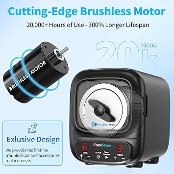 K2 Ultra Quiet Rock Tumbler Kit - 3LB Professional Rock Polisher | Quiet Brushless Motor, Up to 6X Noise Reduction, Adjustable 9-Day Timer & Speeds, Full Accessories, Ideal for Adults & Kids