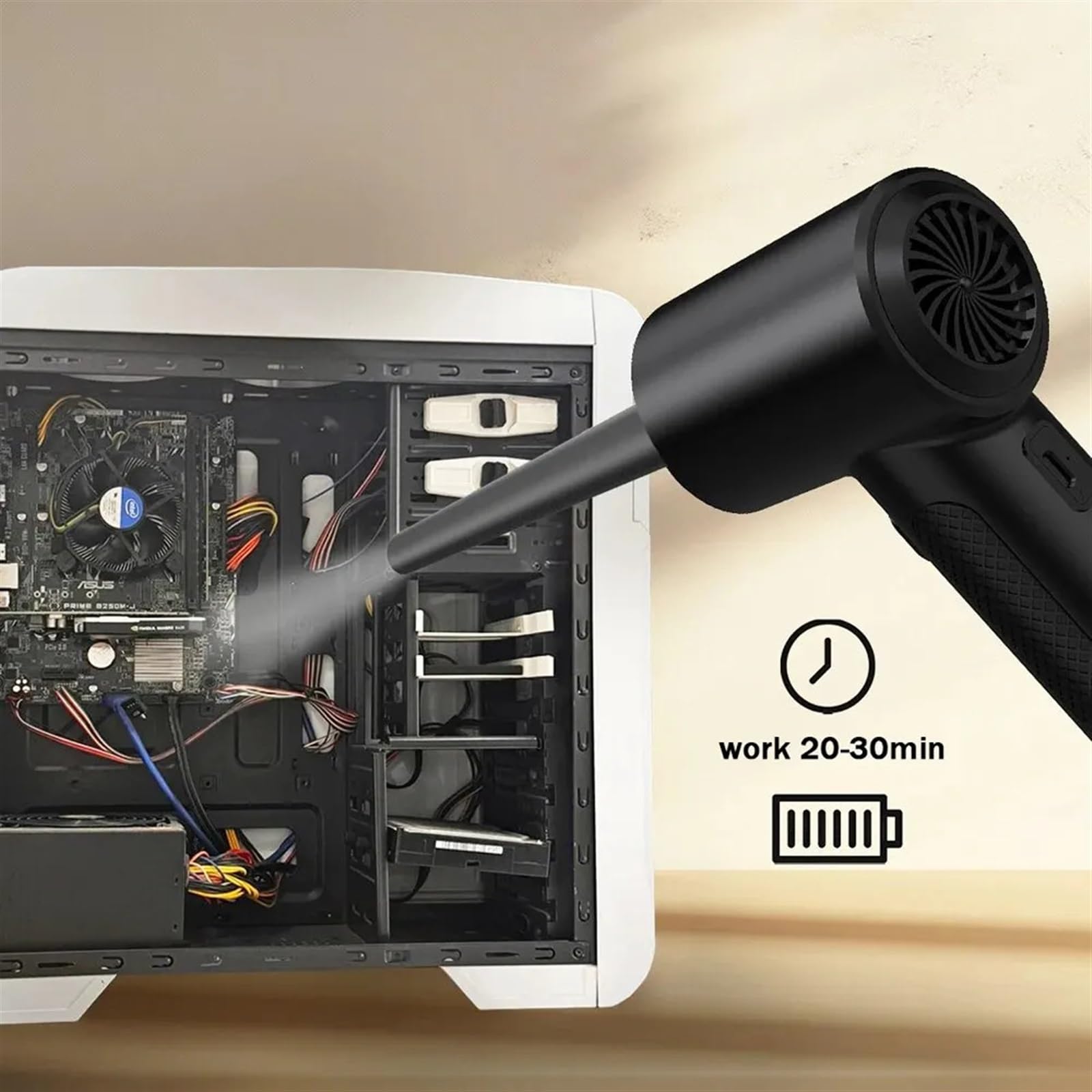 Dépoussiéreur électrique Souffleur de poussière Portable Multifonctionnel Double Usage Voiture et Maison Ménage Quotidien sans Fil, Haute Vitesse