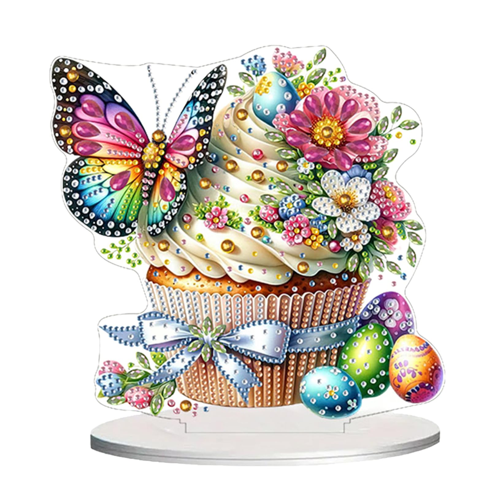 Easter Cake 2D Flat Diy Desktop Diamond Art Kits Acrylic Diamond Painting Desktop Ornaments Kit Double-Sided Printed Single-Side Drill Diamond Painting Desktop Decorations Bedroom Table Decoration