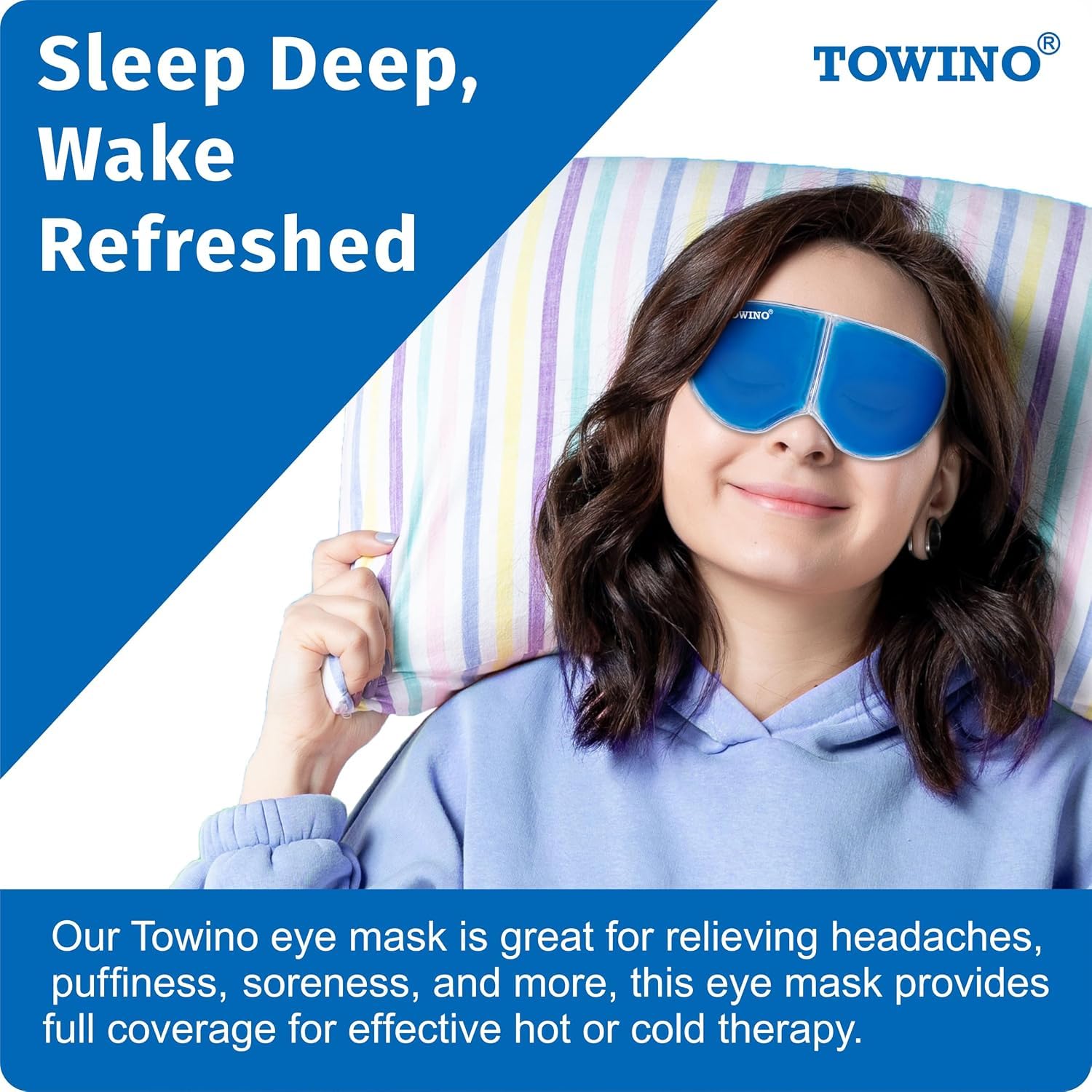 TOWINO® Cooling Eye Gel Mask for Dark Circles, Dry eyes,Pain Relief, Redness,Eye Patches Cooling Gel Pads For Women & Men- Blue (Pack Of 1) — Amazon image 5