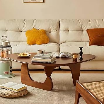 Mid Century Modern Coffee Table,Solid Wood Triangle Coffee Table,Abstract Coffee Table for Living Room,Wooden Abstract Coffee Table Farmhouse Center Table36" Wx23 Dx16 H, Walnut