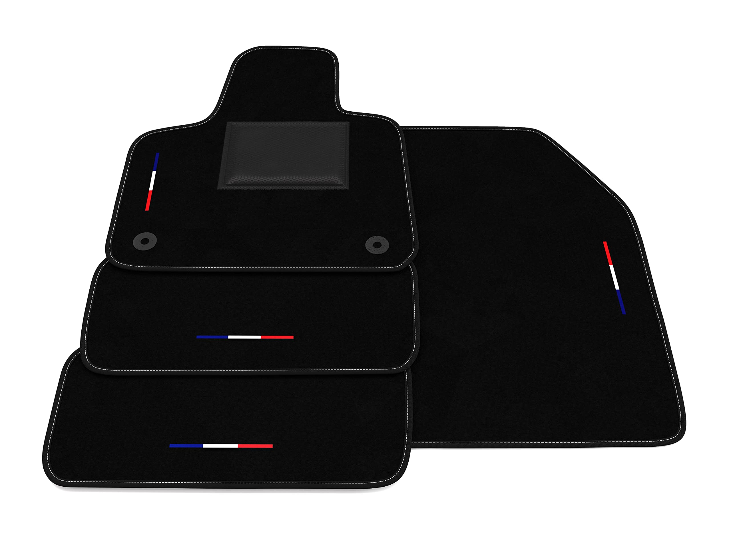 Tappetini compatibili con DS7 Crossback E-Tense 2019-2024, ricamo bandiera kit tappetini auto personalizzati, set tappeti in moquette, tappeto auto