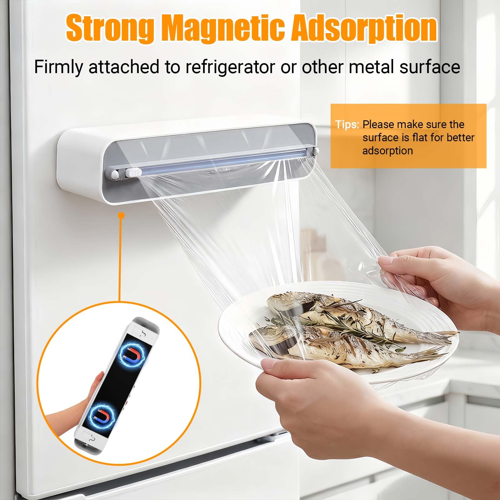 Distributeur Papier Aluminium et Film Magnétique, Taille Améliorée Adapté au Film jusqu'à 32,5cm × 300m, Dérouleur Rangement Papier Alu et Film Alimentaire avec Coupe