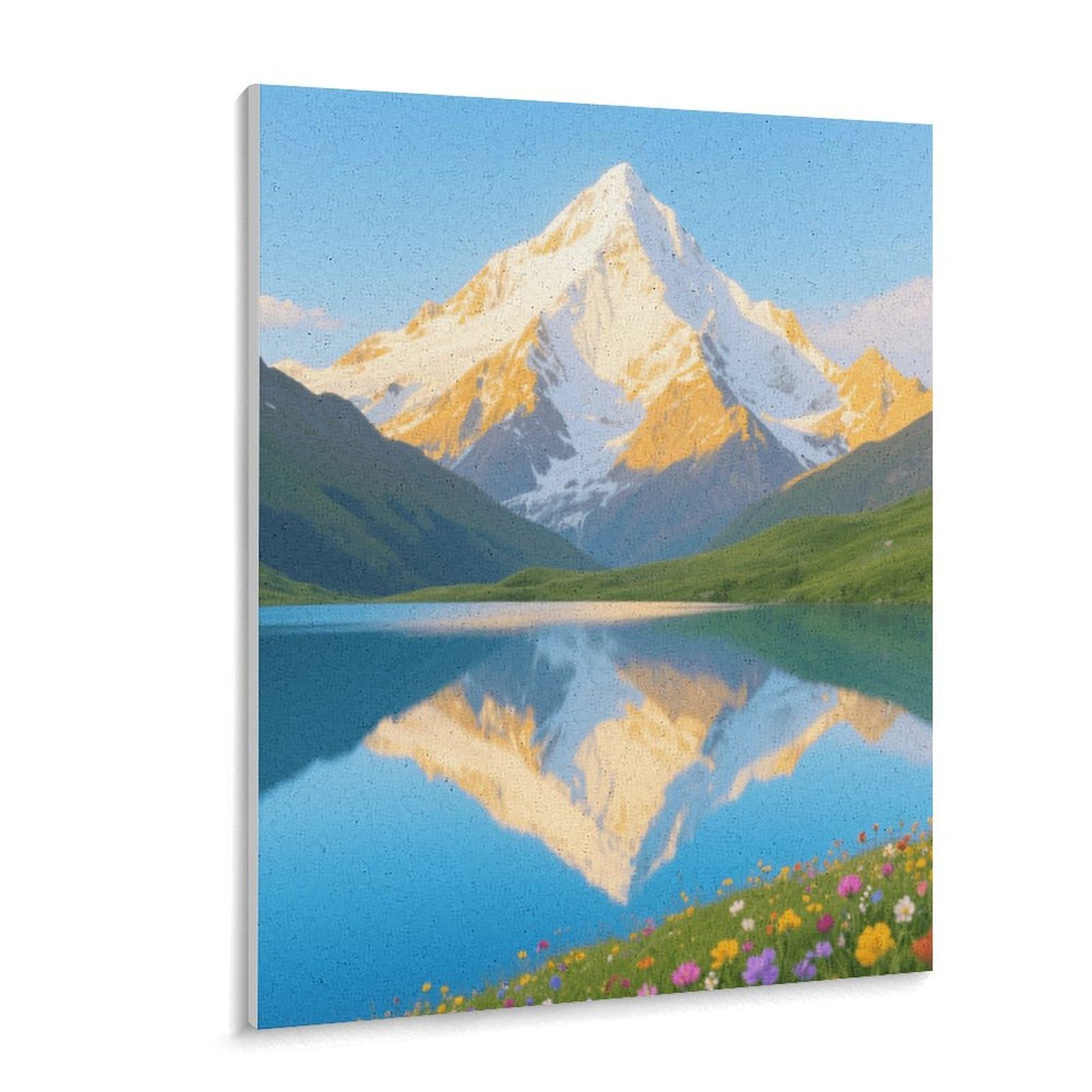 KOAYUBFC Malen nach Zahlen mit Schneebedeckten Bergen und Seen, Malen-nach-Zahlen-Set für Erwachsene, Anfänger, Erwachsene, Malen nach Zahlen, Kits auf Leinwand, DIY-Acryl-Ölfarben, Gemälde mit
