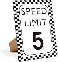 Vista 10 de Decoración de cumpleaños de coche de carreras, letrero de límite de velocidad, Fast One, decoración de fiesta de cumpleaños de coche de carreras