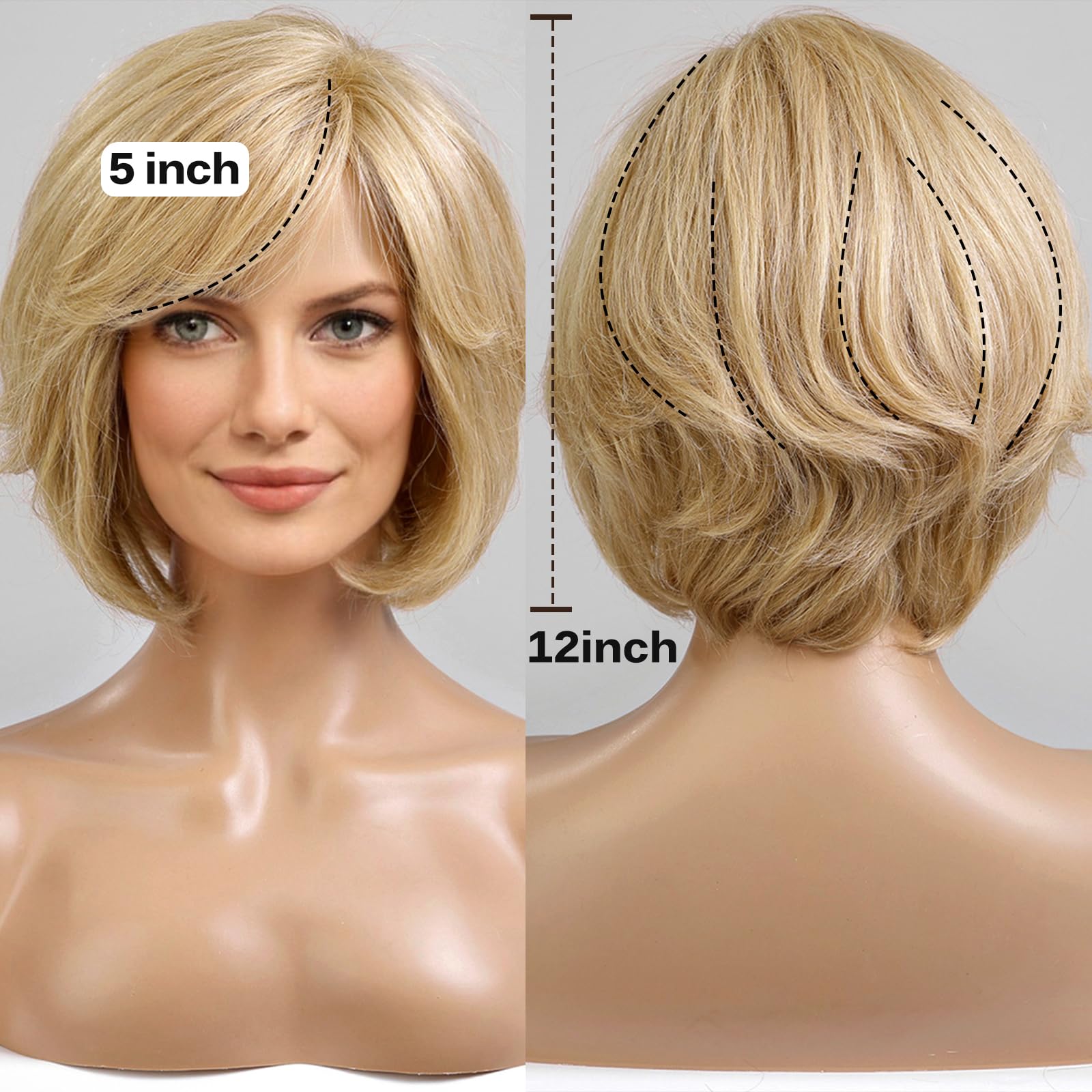 Amazon.com : HAIRCUBE Short Blonde Wig for Women Hand-Tied 