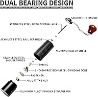 Vista 5 de Manual Coffee Grinder, Adjustable Grinding Settings, Stainless Steel Burrs, Portable Hand-Cranked Coffee Grinder, For Espresso, Drip Filter, French