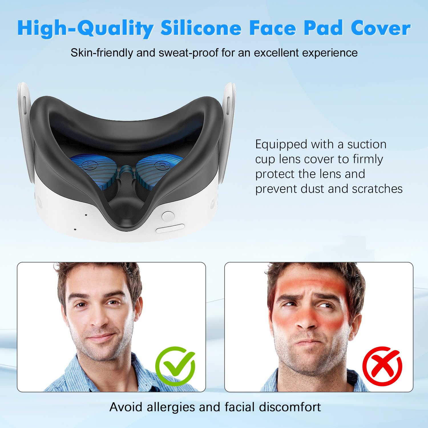 Silicone Cover Set Compatible with Oculus/Meta Quest 3S, VR Accessories for Meta Quest 3S, Protective Cover Set Includes Controller Grip Cover, Face Cover, VR Shell Cover (Aurora Blue)