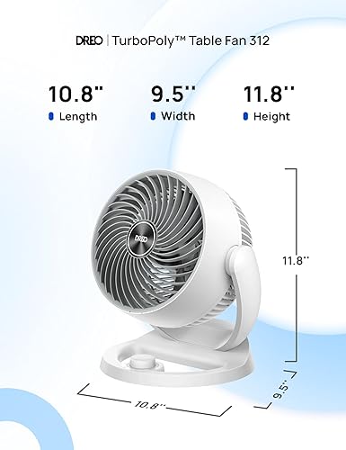 Miniatura 9 de Dreo Ventilador para Dormitorio, 12 Pulgadas, Flujo de Aire Potente de 70 Pies, Ventiladores de Circulación de Aire de Mesa Silenciosos de 28db para