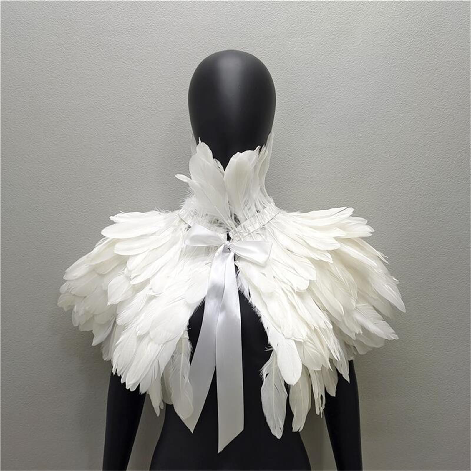 Mantello gotico con piume per adulti donne scialle festa a tema costume festival musicale vestire collo sciarpe da donna sciarpa collo accessorio per feste di Halloween