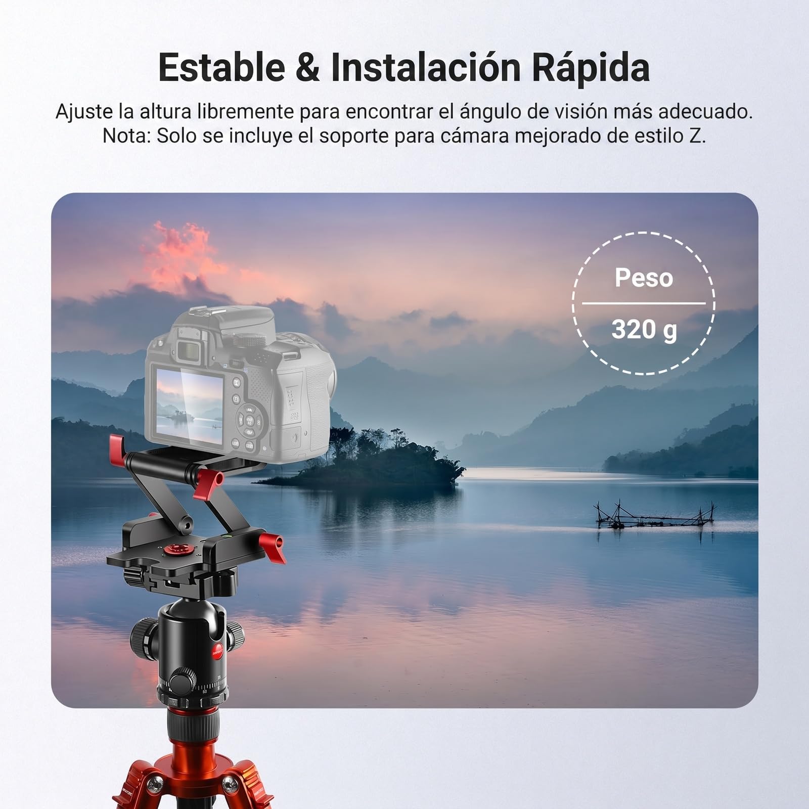Neewer Actualizado Z-Flex Cabezal Inclinación Trípode Tipo Z con 4 Perillas Ajuste/Fijación, Placa Liberación Rápida y Nivel Burbuja para Cámaras Trípode/DSLR/Control Deslizante