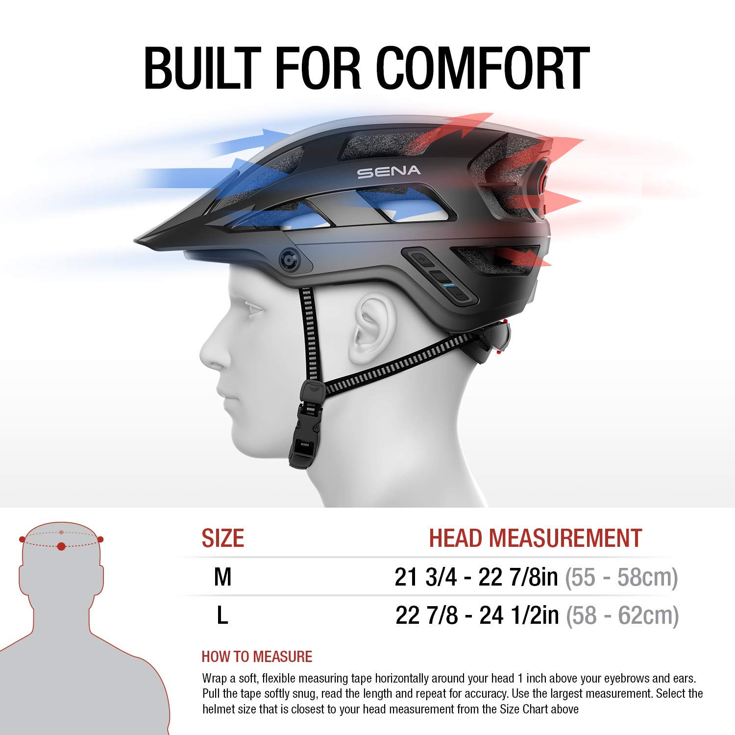 Sena M1/M1 EVO - Smart Helmet da Mountain Bike (M1, Nero opaco, L)
