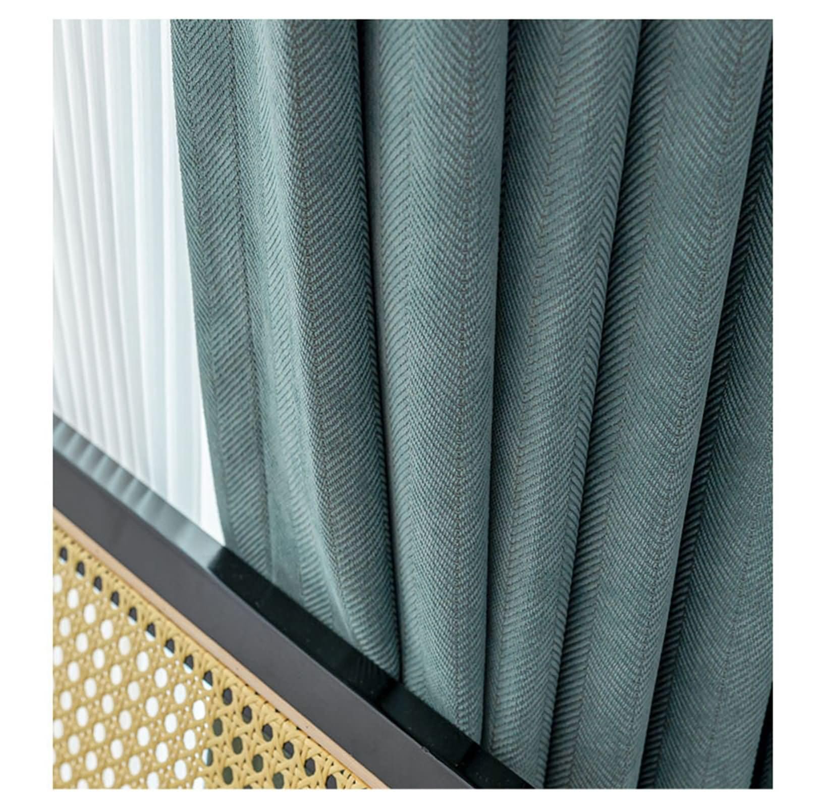 Tenda a Tasca,2 x 132W x 214H CM,Tenda per Salotto Due Pannelli Tinta Unita Blu Tende Oscuranti Finestra