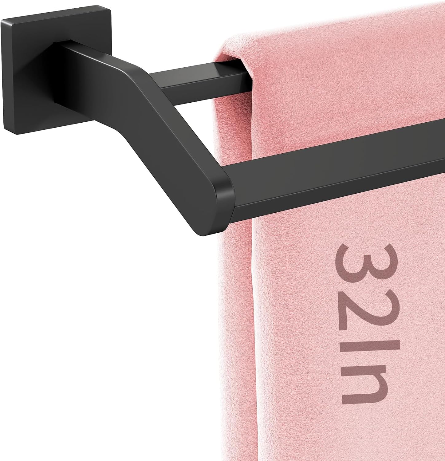 Double Towel Bars, 32 Inch Towel Holder Towel Racks for Bathroom, Stainless Steel Bath Towel Rack Towel Holder Wall Mounted, Black 32In